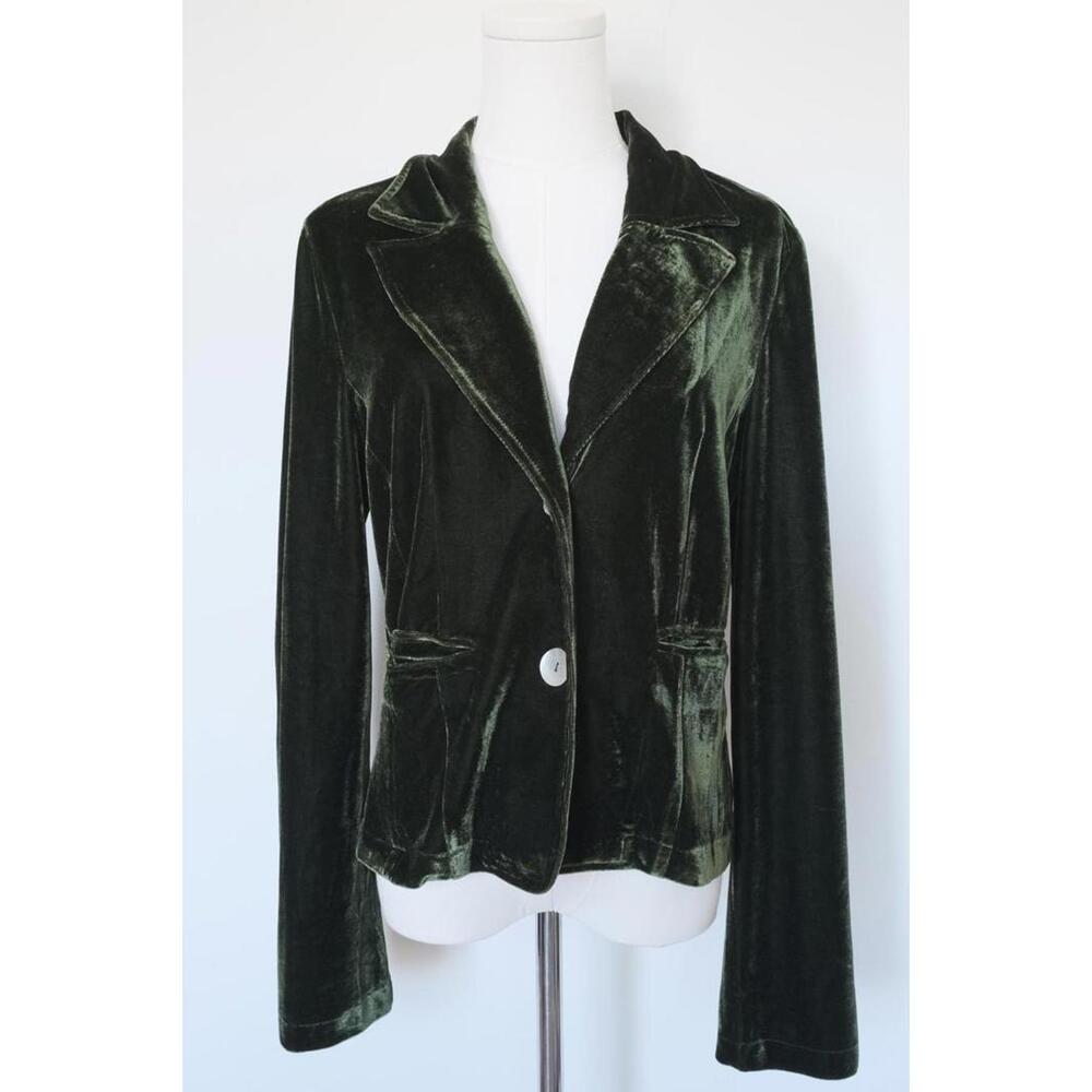 Dark Green Velvet Blazer Women’s Fitted Jacket Emerald Classic